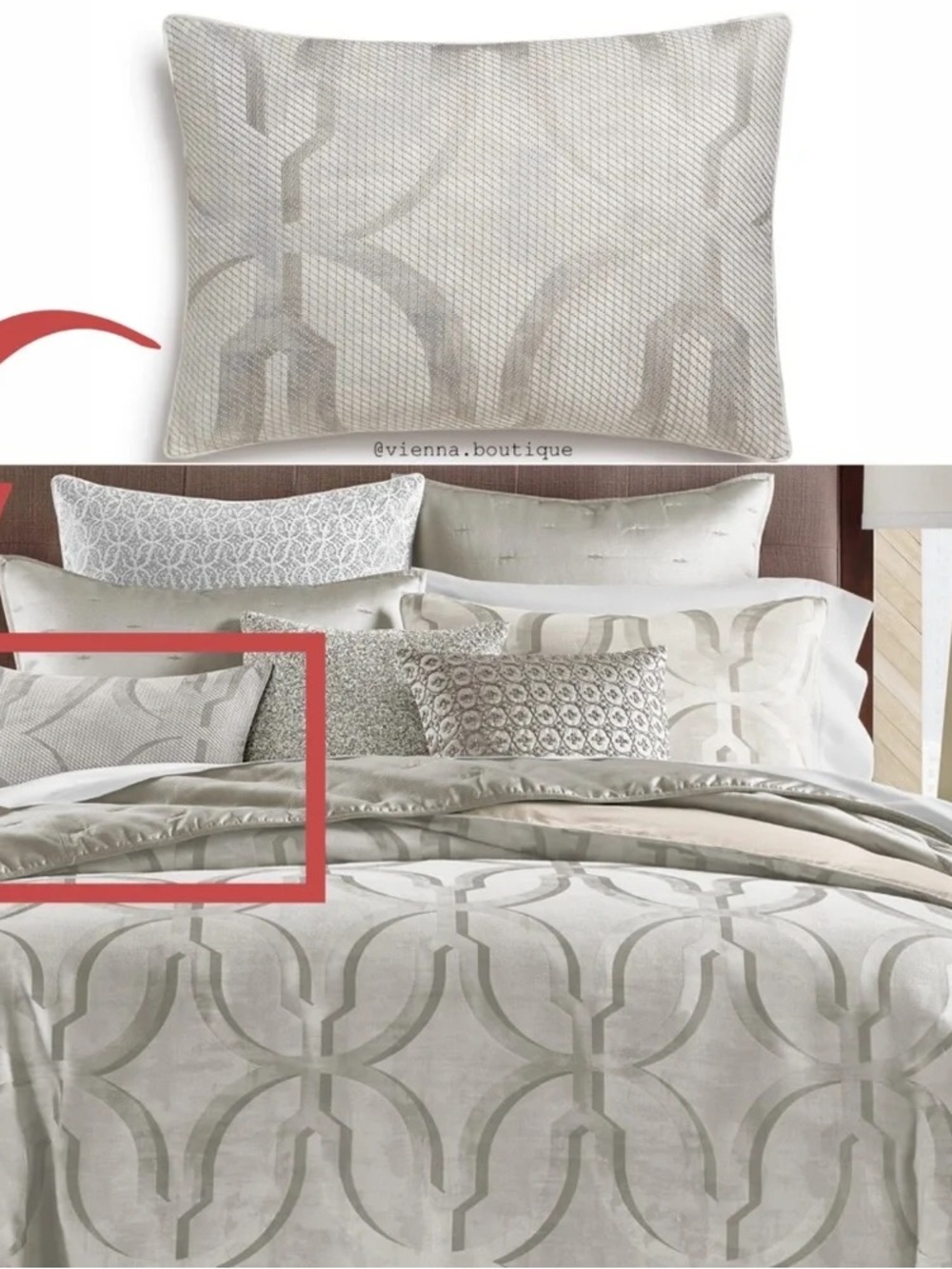 Decorative Rectangular Pillow with Neutral Geometric Pattern - Picture 2 of 8
